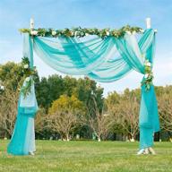 nicetown teal ombre sheer scarf curtain valances: elegant backdrop for indoor/outdoor events - set of 2 panels, w60 x l216 logo
