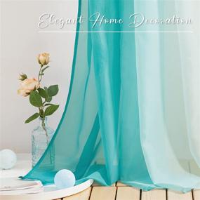 img 1 attached to NICETOWN Teal Ombre Sheer Scarf Curtain Valances: Elegant Backdrop for Indoor/Outdoor Events - Set of 2 Panels, W60 x L216