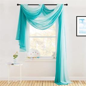 img 3 attached to NICETOWN Teal Ombre Sheer Scarf Curtain Valances: Elegant Backdrop for Indoor/Outdoor Events - Set of 2 Panels, W60 x L216