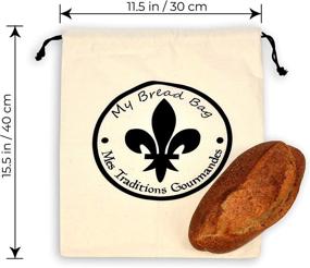 img 1 attached to 🥖 Organic Cotton Linen Reusable Bread Bags - Set of 2 Large Bags for Homemade Bread Storage - Bread Bag for Bakers