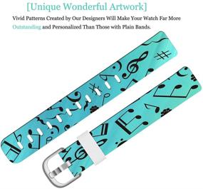 img 3 attached to Luxe Bands Silicone For Women - ENDIY Designer Aesthetic Personalized Patterned Strap Compatible With Fitbit Luxe 2021 Small - Blue Music Notes
