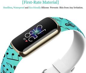 img 2 attached to Luxe Bands Silicone For Women - ENDIY Designer Aesthetic Personalized Patterned Strap Compatible With Fitbit Luxe 2021 Small - Blue Music Notes