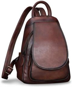 img 4 attached to 🎒 Vintage Handmade Leather Backpack: Stylish Rucksack for Women's Handbags, Wallets, and Satchels