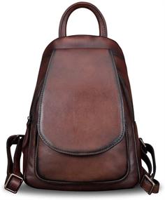 img 2 attached to 🎒 Vintage Handmade Leather Backpack: Stylish Rucksack for Women's Handbags, Wallets, and Satchels