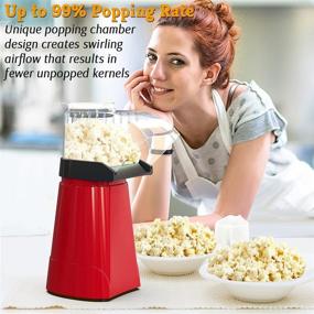 img 2 attached to 🍿 SLENPET 1200W Hot Air Popcorn Poppers Machine, ETL Certified, Home Electric Popcorn Maker with Measuring Cup, 3 Minute Fast Popping, Oil-Free, 98% Poping Rate, Ideal for Home Movie TV Party (Red)