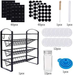 img 2 attached to 🌶️ CUCUMI Spice Rack Organizer with 12 Empty Spice Jars, Seasoning Organizer Set with 120pcs Spice Labels, Collapsible Funnel, Tube Brush, and Chalk Marker - Ideal for Countertop or Cabinet Storage