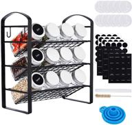 🌶️ cucumi spice rack organizer with 12 empty spice jars, seasoning organizer set with 120pcs spice labels, collapsible funnel, tube brush, and chalk marker - ideal for countertop or cabinet storage logo