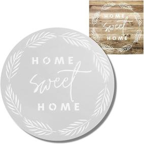 img 4 attached to Large 12-Inch Mylar Round Stencil Template - Home Sweet Home Stencil for Farmhouse Decor, Wood Painting, and Wall Art