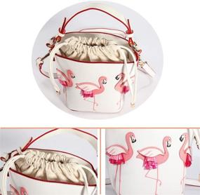 img 2 attached to Flamingo Drawstring Bucket Shoulder Handbag