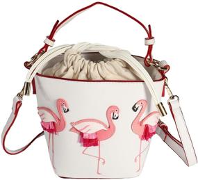 img 4 attached to Flamingo Drawstring Bucket Shoulder Handbag