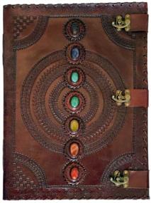 img 1 attached to 📖 Embossed Leather Chakra Stones Journal: 13.5x18" - Unveil Your Inner Harmony