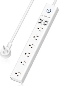 img 4 attached to 💡 10ft Extension Cord Power Strip with USB Ports, 6 Outlets and 4 USB Ports, Surge Protector Power Strip with Overload Protection, Mountable Flat Plug, ETL Listed - AUOPLUS