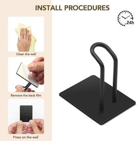 img 2 attached to 🧲 Versatile Adhesive Hooks: Stainless Steel Sticky Hanger for Kitchen, Door, and Bathroom – Towel Robe Hat Coat Key Holder (4Packs, Black)