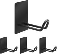 🧲 versatile adhesive hooks: stainless steel sticky hanger for kitchen, door, and bathroom – towel robe hat coat key holder (4packs, black) logo