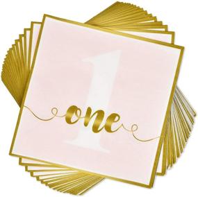 img 1 attached to Girls First Birthday Party Supplies: Pink and Gold Dot Themed Tableware Set with Plates, Cups, Napkins - Perfect for 1st Baby Girl One Year Old Celebration - Disposable Paper Goods