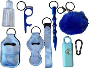 img 1 attached to 🔑 Ultimate Self Defense Keychain Set for Women and Kids: 9-Piece Safety Accessories with Sassy Lady Personal Alarm (Blue)