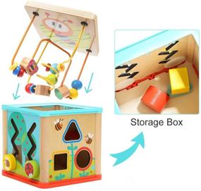 img 1 attached to 🎁 TOP BRIGHT Activity Cube Toy: Montessori Wooden Toy for 1 Year Old Boy Girl, First Birthday Gift, Baby Toy for 12-18 Months with Bead Maze Shape Sorter