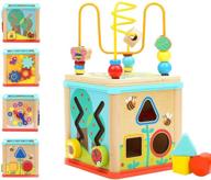 🎁 top bright activity cube toy: montessori wooden toy for 1 year old boy girl, first birthday gift, baby toy for 12-18 months with bead maze shape sorter logo