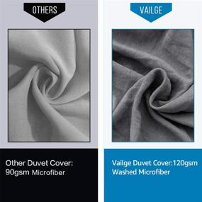 img 1 attached to 🛏️ Vailge 3-Piece King Size Duvet Cover Set - 100% Washed Microfiber Bedding, Ultra Soft and Breathable with Zipper Closure & Corner Ties (King, Grey)