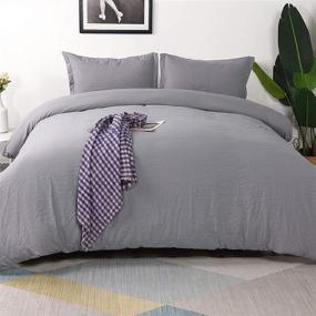 img 4 attached to 🛏️ Vailge 3-Piece King Size Duvet Cover Set - 100% Washed Microfiber Bedding, Ultra Soft and Breathable with Zipper Closure & Corner Ties (King, Grey)