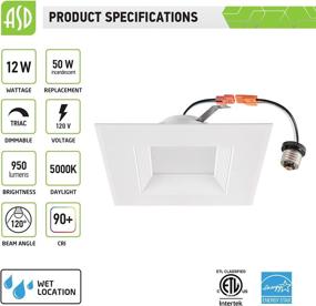 img 3 attached to ASD Retrofit Square LED Recessed Lighting 6 inch LED Can Light Dimmable, Baffle Trim, 12W (50W Replace), 950Lm, CRI 90, Wet Location, Daylight 5000K, Square LED Downlight, Energy Star, ETL