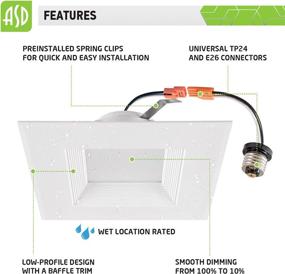 img 1 attached to ASD Retrofit Square LED Recessed Lighting 6 inch LED Can Light Dimmable, Baffle Trim, 12W (50W Replace), 950Lm, CRI 90, Wet Location, Daylight 5000K, Square LED Downlight, Energy Star, ETL