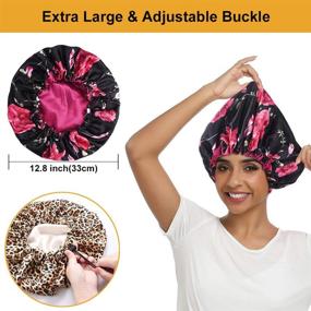 img 3 attached to 5pcs Large Satin Drawstring Bonnet for Black Women - Reversible Double-Layer Silk Hair Cap for Curly Hair Braids, B