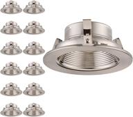 💡 torchstar 12-pack 4 inch recessed can light trim: step baffle design in satin nickel finish logo