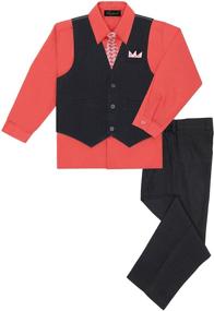 img 2 attached to 👔 Stylish Rafael Boy's 5-Piece Vest and Pant Set with Shirt, Tie and Hanky - Available in a Variety of Colors