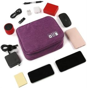 img 2 attached to 🔌 Purple TABITORA Electronics Organizer: Efficient Travel Cable Cord Bag with Accessory Cases for Charger, Phone, USB, SD Card