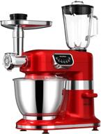 🔴 aifeel 8 in 1 stand mixer 800w: versatile kitchen mixer with multiple attachments and led key in retro red логотип