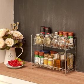 img 1 attached to 🧼 Organize Your Kitchen and Bathroom with the EZOWare 2-Tier Standing Spice Seasoning Rack in Chrome