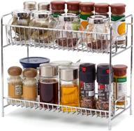 🧼 organize your kitchen and bathroom with the ezoware 2-tier standing spice seasoning rack in chrome logo