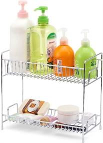 img 2 attached to 🧼 Organize Your Kitchen and Bathroom with the EZOWare 2-Tier Standing Spice Seasoning Rack in Chrome