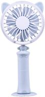 💨 овелюр синий портативный ручной вентилятор: регулируемое usb охлаждение с led ночным светом - идеально для дома, офиса, чтения перед сном. логотип