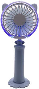img 3 attached to 💨 Овелюр синий портативный ручной вентилятор: регулируемое USB охлаждение с LED ночным светом - идеально для дома, офиса, чтения перед сном.