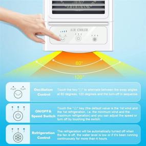 img 2 attached to Rechargeable Personal Air Cooler with Auto Oscillation – 60°&amp;120°, Portable AC Fan for Home, Bedroom, Office, and Outdoor Use, 3 Wind Speeds &amp; 3 Cooling Modes, Ultra Quiet Ice Cooler Fan