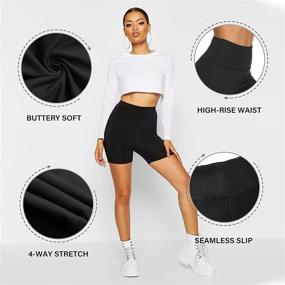 img 3 attached to 🩳 Discover TNNZEET High Waisted Biker Shorts– Buttery Soft 5" Black Workout Yoga Training Shorts for Women (3 Pack)