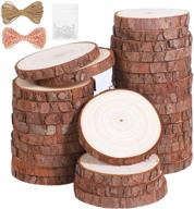 🌳 premium natural wood slices - 30pcs unfinished wood kit with screw eye rings: ideal for crafts, coasters, ornaments, and diy projects logo