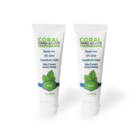 img 4 attached to 🦷 Coral White Xylitol Toothpaste (2 Pack) - Travel Size, Fluoride and SLS Free, Natural Teeth Whitening with Nano Silver and Mint - 1 Ounce