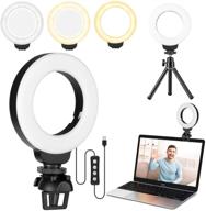 📸 fdkobe webcam lighting: enhancing zoom calls & video conferences with ring light for laptop/computer – 3 modes, 10 brightness levels, clip and tripod included – perfect for selfies and makeup logo