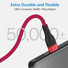 img 1 attached to 🔴 3 пакета зарядного устройства Type C длиной 6 футов, USB-C кабель 3A быстрой зарядки, USB-C кабель с плетением из нейлона для Samsung Galaxy, LG, контроллера PS5 и других зарядных кабелей для Android-телефонов с разъемом Type C (красный)