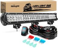 25-inch nilight led light bar, 162w spot flood combo off road lights, 12v 5pin rocker switch, led light bar wiring harness kit, 2-year warranty (model: zh081) logo