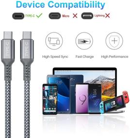 img 2 attached to 💨 High-Speed USB C to Type C 100W Cable 10FT 2-Pack - Fast Charging PD Charger Cord for MacBook, iPad Pro, Samsung Galaxy and More