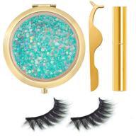 💚 vstyiod colored lashes magnetic eyelashes with eyeliner & tweezers & flowing star box, reusable gradient color false eyelash (green) logo