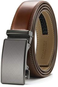 img 4 attached to Premium Chaoren Leather Ratchet Buckle - Adjustable Men's Accessories and Belts