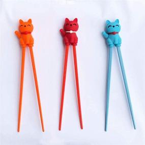 img 1 attached to 🥢 Carykon Cute Tableware Learning Training Helper Chopsticks for Kids and Adults - 3 Pairs, Lucky Cat Design