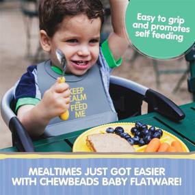img 3 attached to 🍴 Chewbeads Toddler Utensils Set: Safe, BPA-Free & Phthalate-Free Flatware for Baby, Kid or Toddler (Blue/Grey) - Includes 4 Pieces!