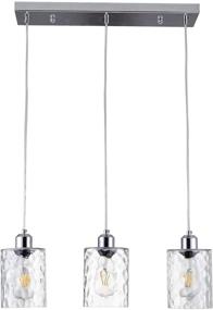 img 2 attached to 💡 3-Light Clear Hammered Glass Pendant Lights with Chrome Finish: Modern Island Lighting for Multi Kitchen Hanging