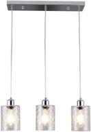 💡 3-light clear hammered glass pendant lights with chrome finish: modern island lighting for multi kitchen hanging логотип